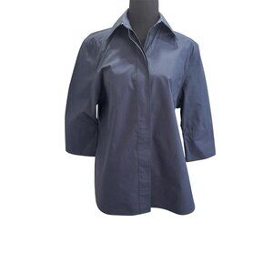 Carla Rockmore Women’s Relaxed Fit Shirt With Split Back Navy Blue Size XS